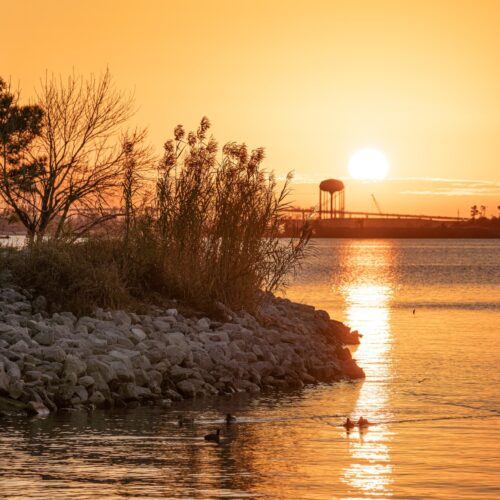 Nicholas Gill - Warm sunset on the lake.